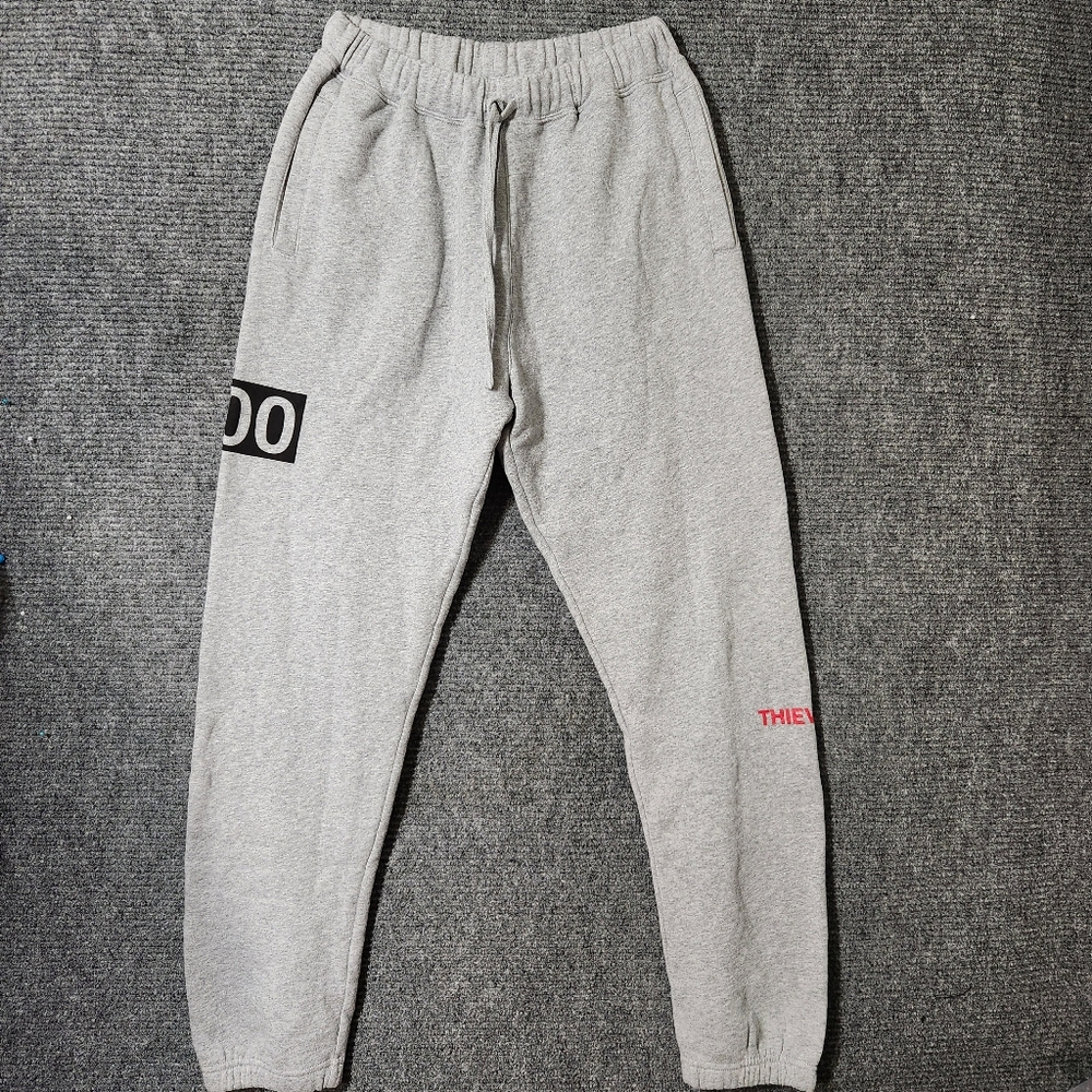 100 Thieves Men Grey Fleece Knit Numbers Sweatpants Size M